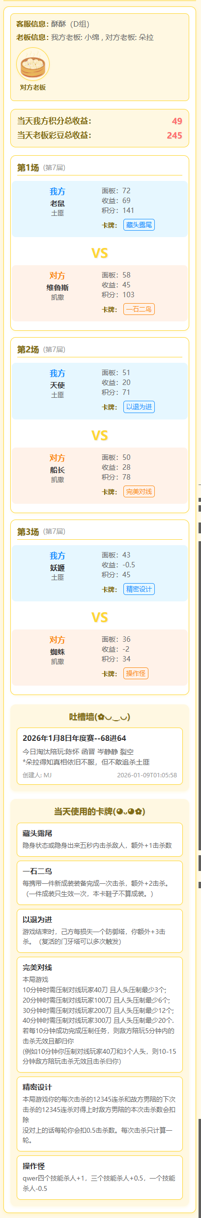 20260108 土匪 小绵 vs凯撒 朵拉